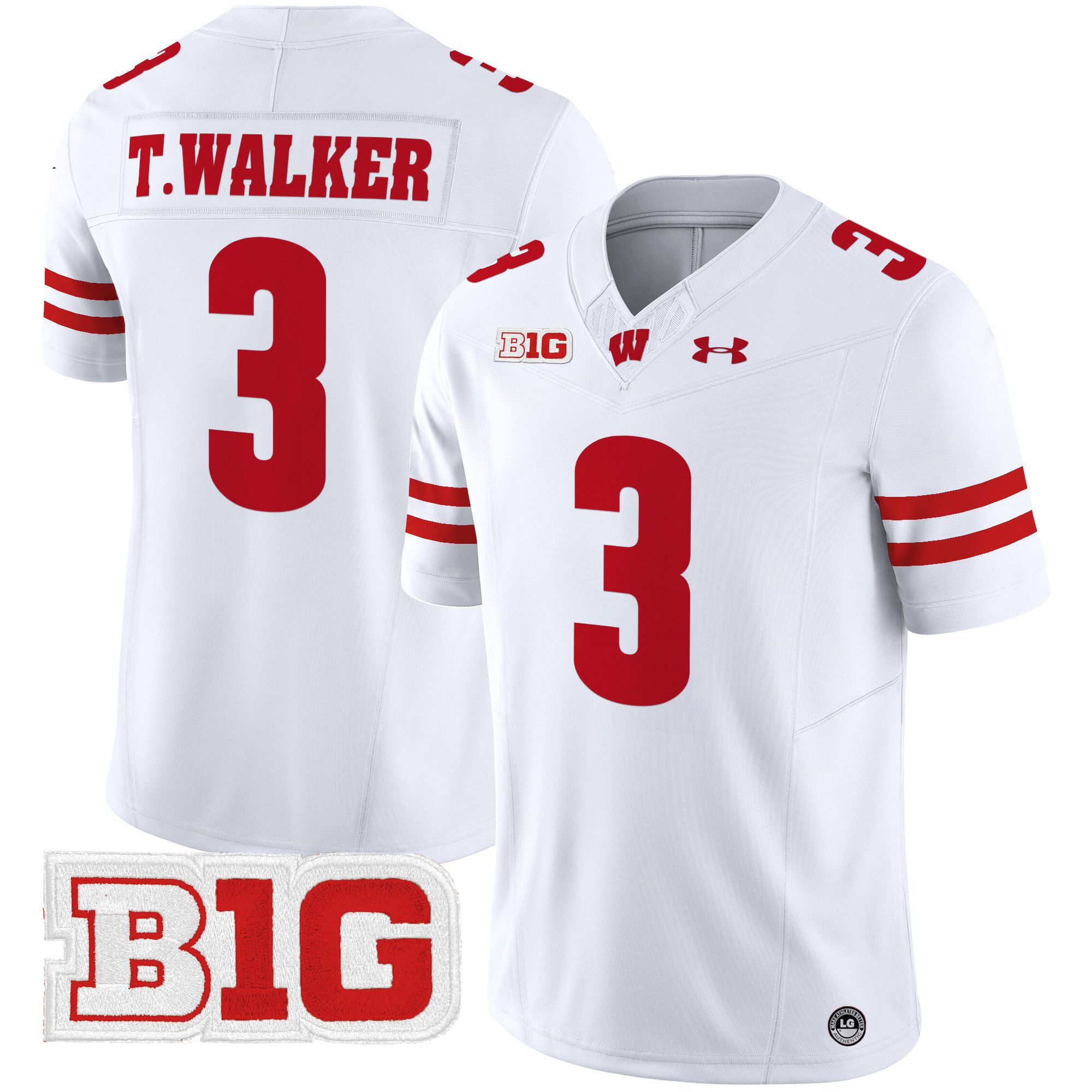 Men Wisconsin Badgers #3 T.Walker White 2024 Vapor Limited NCAA Jersey->ncaa teams->NCAA Jersey